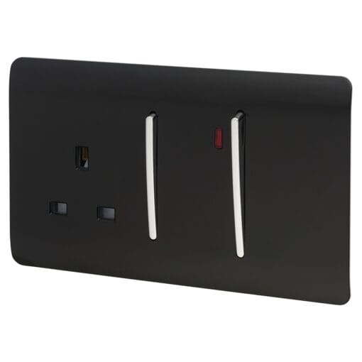 Trendi 45A Double Pole Screwless Cooker Switch with Neon & 13A Swit 835852
