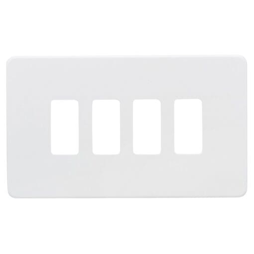 Knightsbridge 4 Module Screwless Grid Switch Faceplate - Matt White 838276
