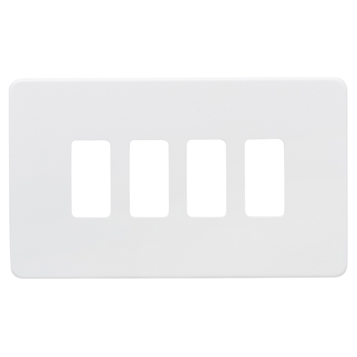 Knightsbridge 4 Module Screwless Grid Switch Faceplate - Matt White 838276