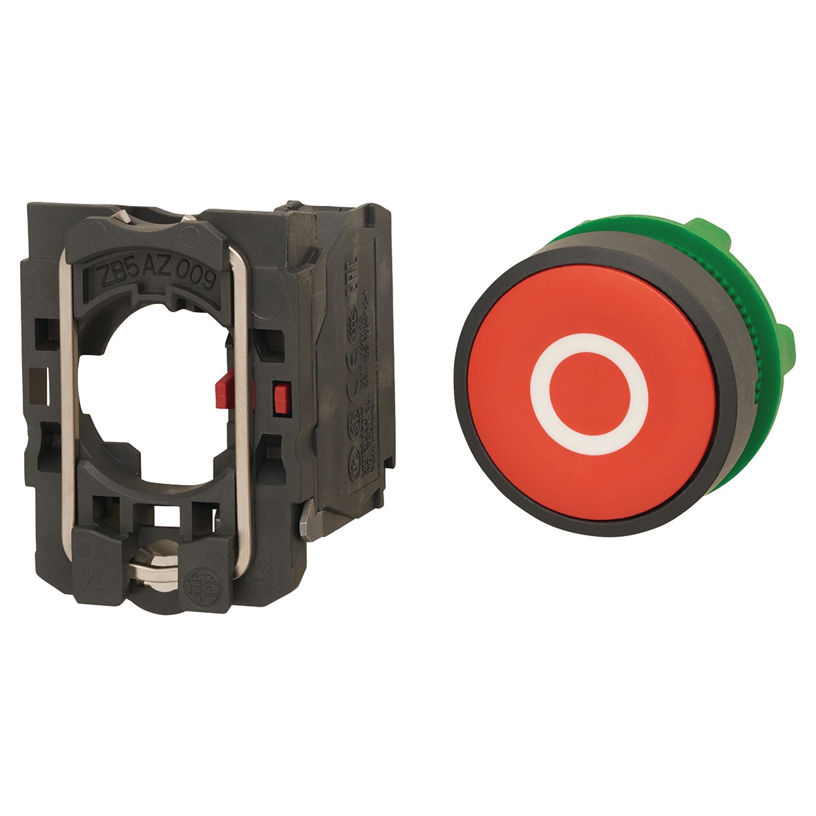 Schneider XB5 Series Flush Push Button Marked O 1NO - Red 840124