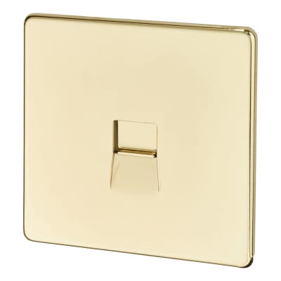 BG Screwless Flatplate 1 Gang Telephone Master - Polished Brass 840443