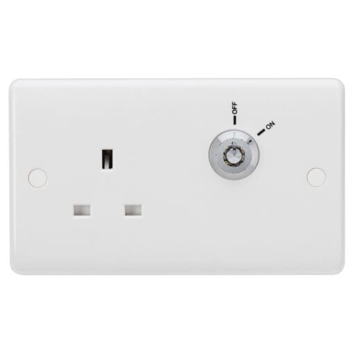 Knightsbridge 13A 2 Gang Double Pole Lockable Key Switch Socket 841694