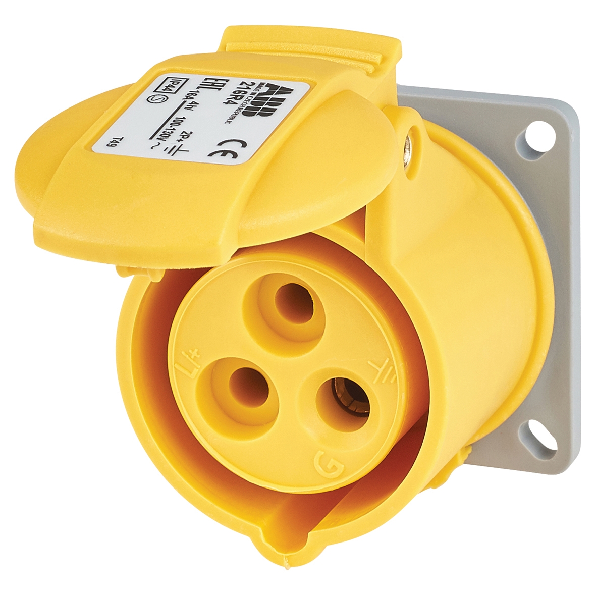 ABB 16A 3 Pin Splashproof Socket Outlet - Yellow 844018