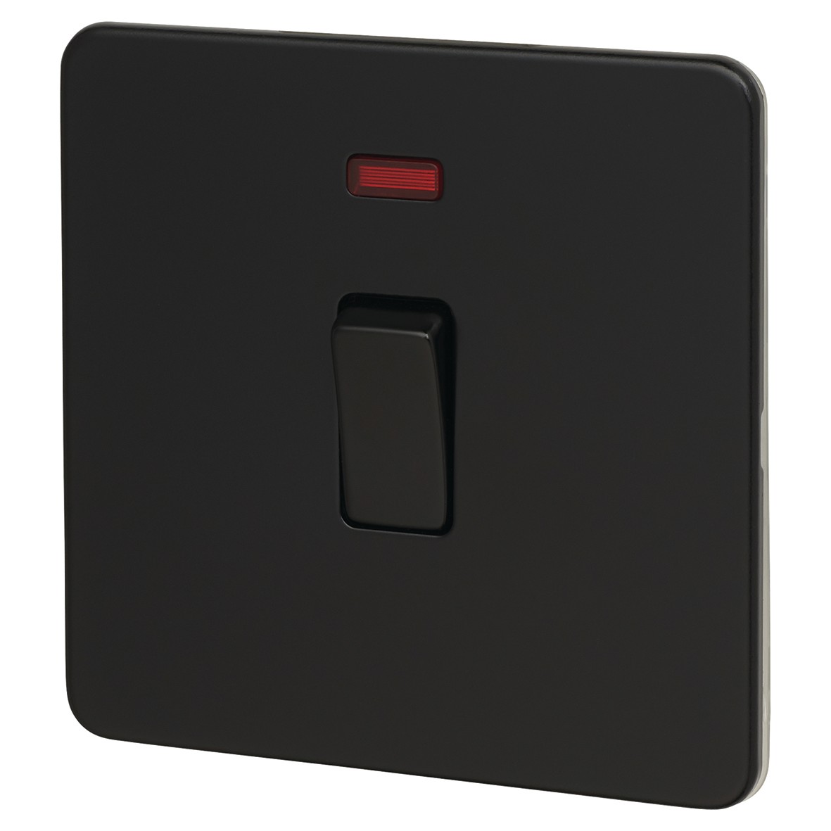 Knightsbridge 20A 1 Gang Double Pole Switch with Neon - Matt Black 850859