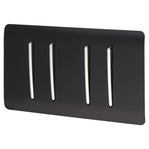Trendi 10A 4 Gang 2 Way Twin Plate Screwless Switch - Black 852493