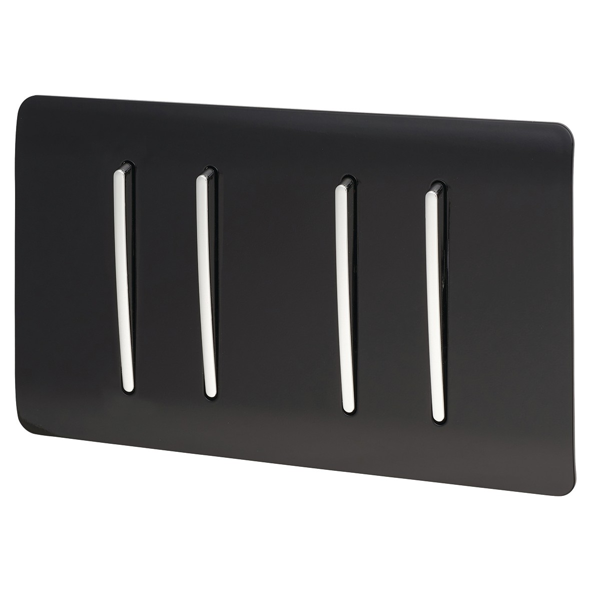 Trendi 10A 4 Gang 2 Way Twin Plate Screwless Switch - Black 852493