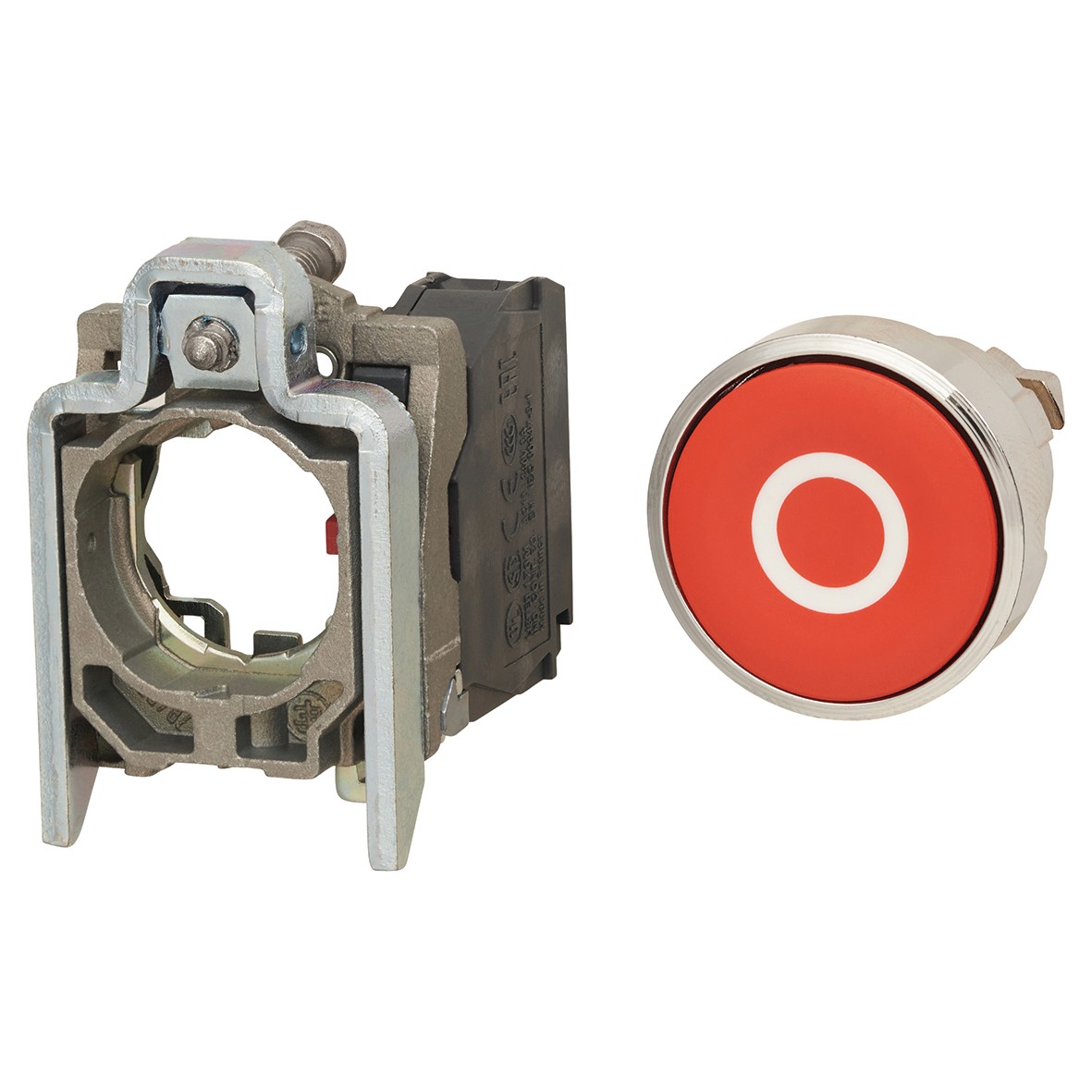 Schneider XB4 Series Flush Push Button Marked O 1NC - Red 853019