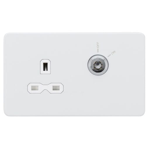 Knightsbridge 13A 2 Gang Double Pole Lockable Key Switch Socket 854636