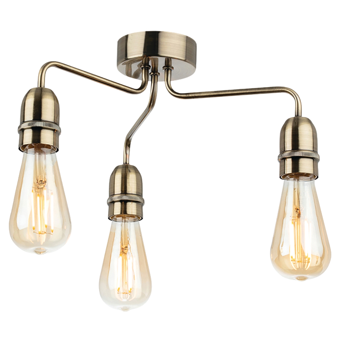 Altro Leon 3 Light Decorative Flush Ceiling Light - Antique Brass 858975
