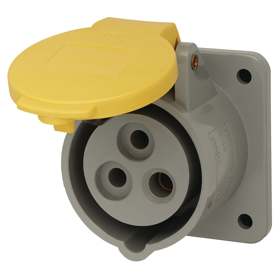 16A 2 Pin & Earth Panel Socket - Yellow 859839