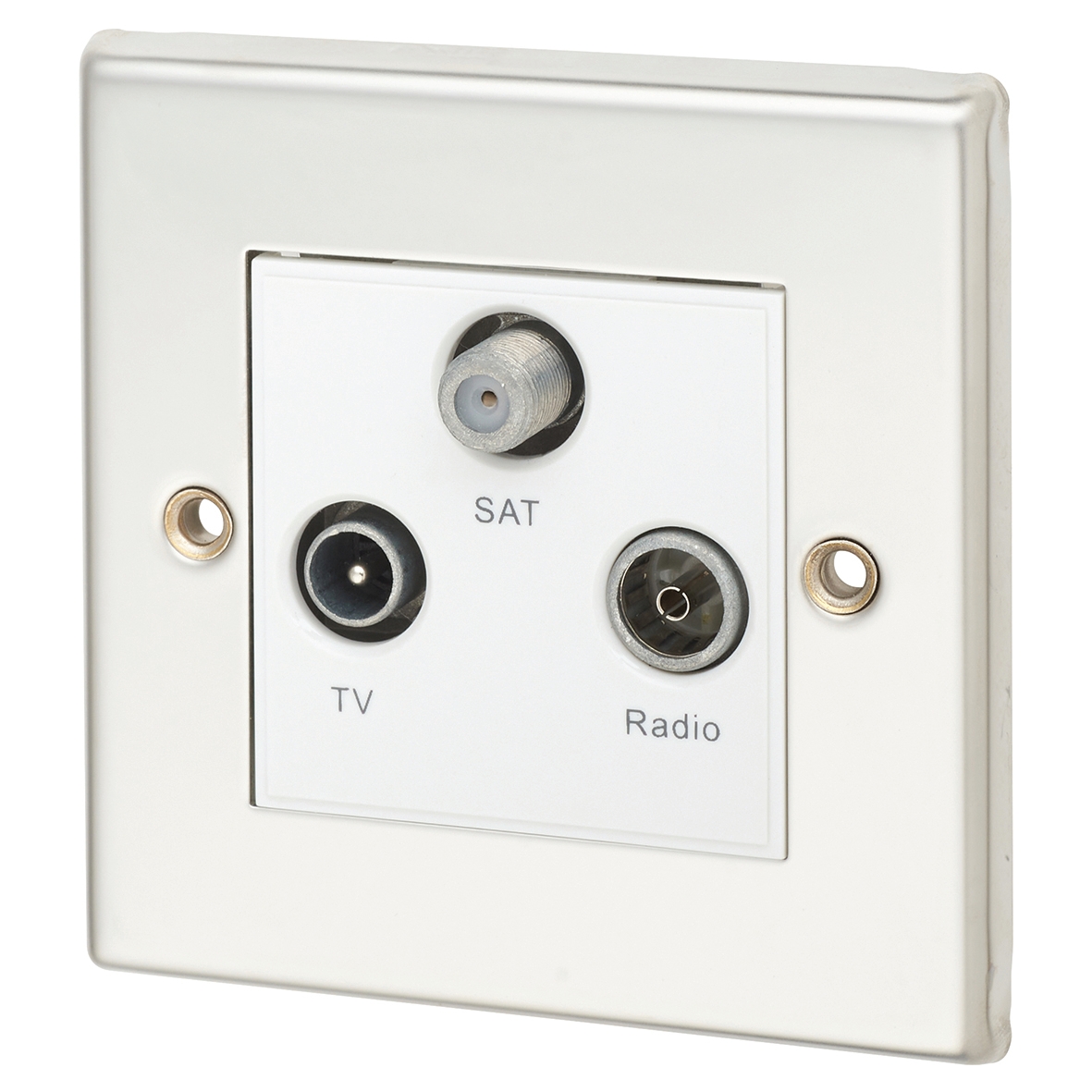 Contactum TV/FM/DAB Triplexer (1 Downlead) - Polished Steel with White 863538