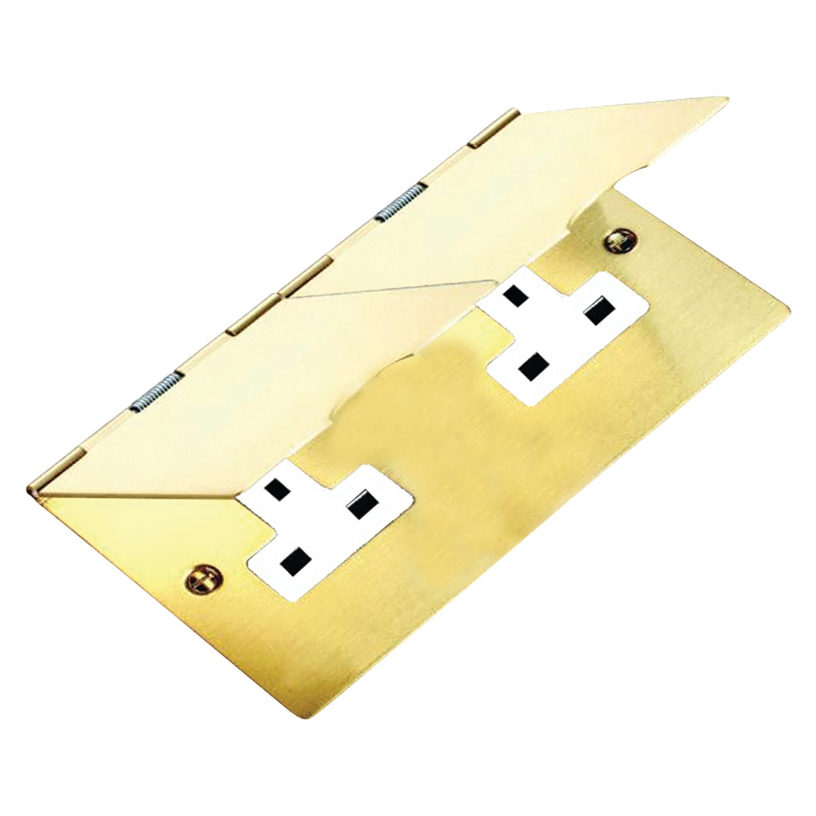 Hamilton Sheer 13A 2 Gang Unswitched Floor Socket - Polished Brass with 863696