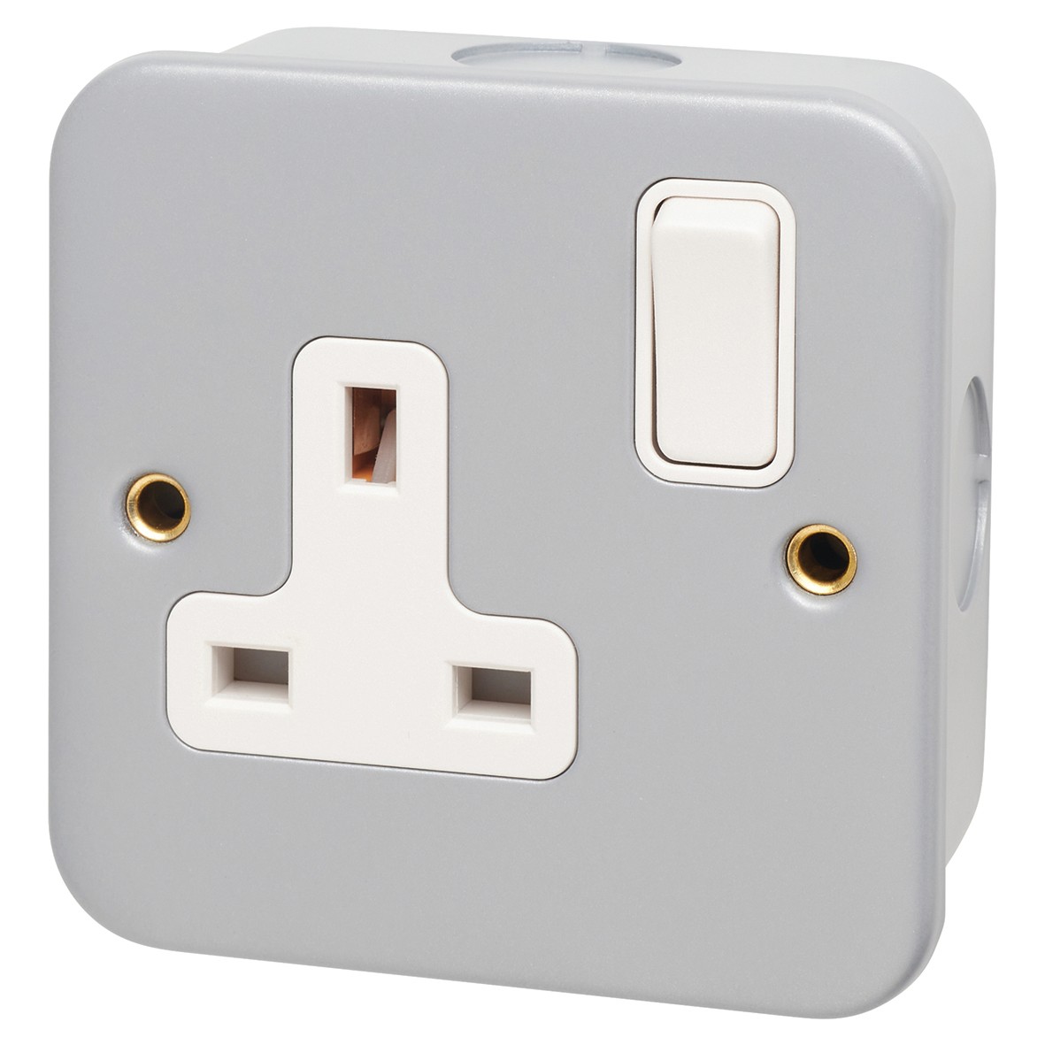 Hamilton Metalclad 13A 1 Gang Double Pole Switched Socket - White/White 864424