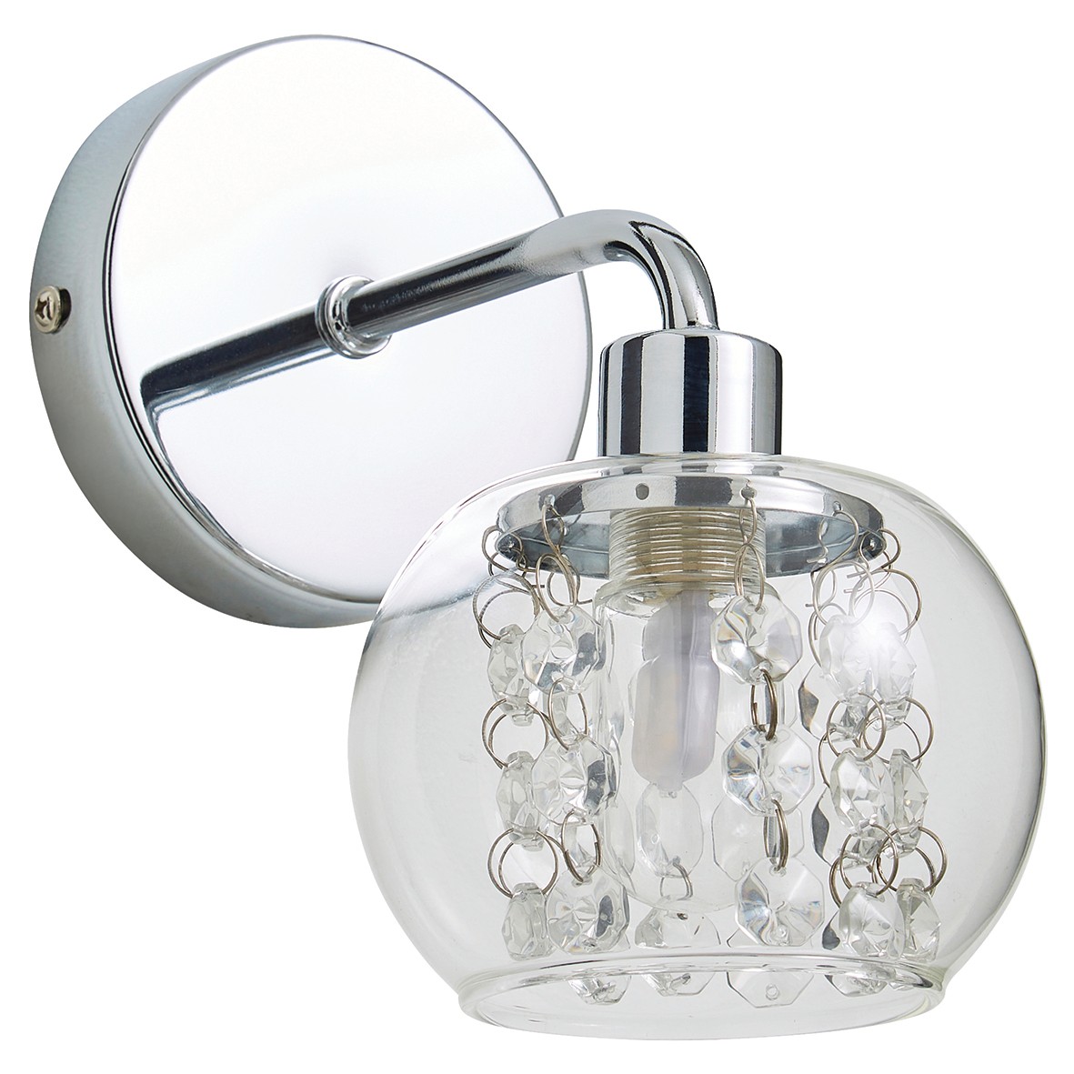 Forum Spa Megara Indoor Wall Light with Glass Shade - Chrome/Clear 864920
