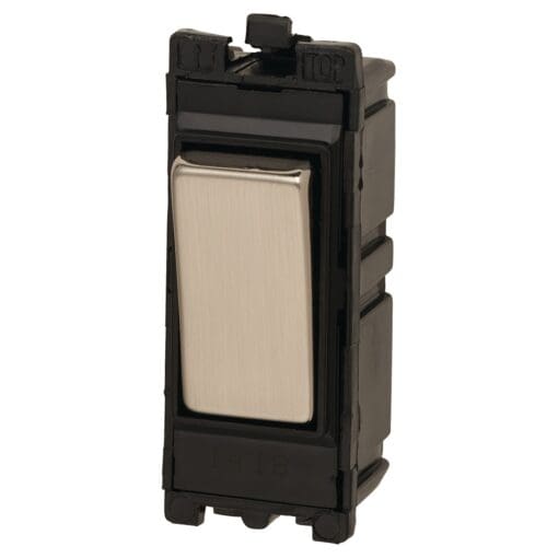 Contactum 1 Pole Intermediate 10AX Switch - Brushed Steel with Black T 869651