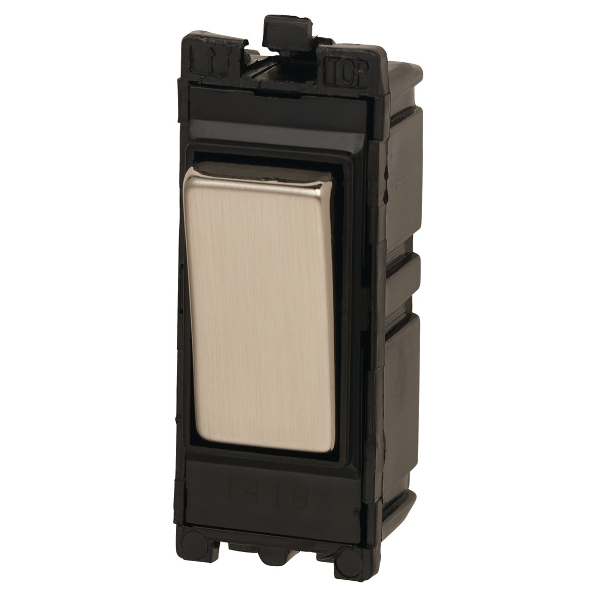 Contactum 1 Pole Intermediate 10AX Switch - Brushed Steel with Black T 869651