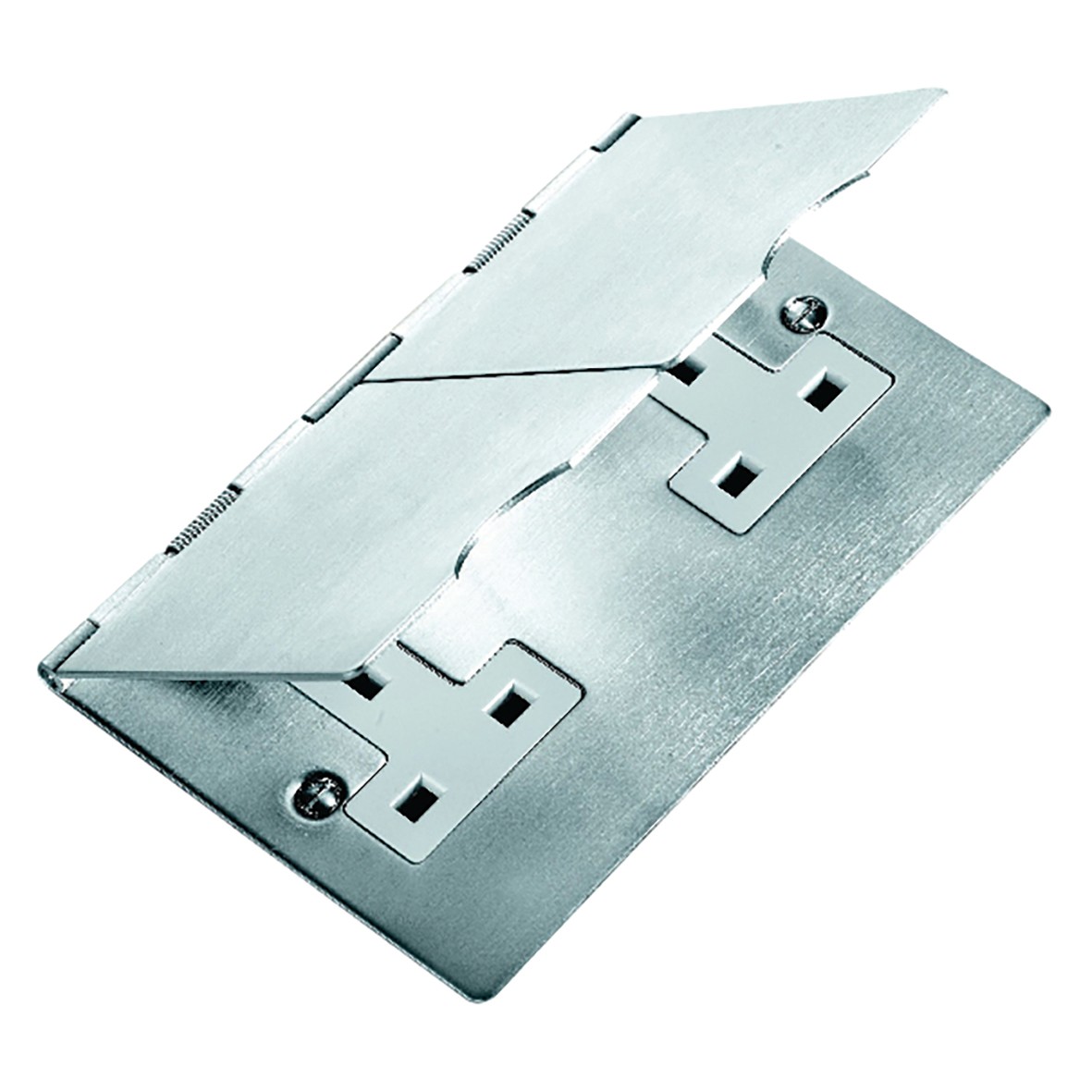 Hamilton Sheer 13A 2 Gang Unswitched Floor Socket - Satin Steel with Wh 874703