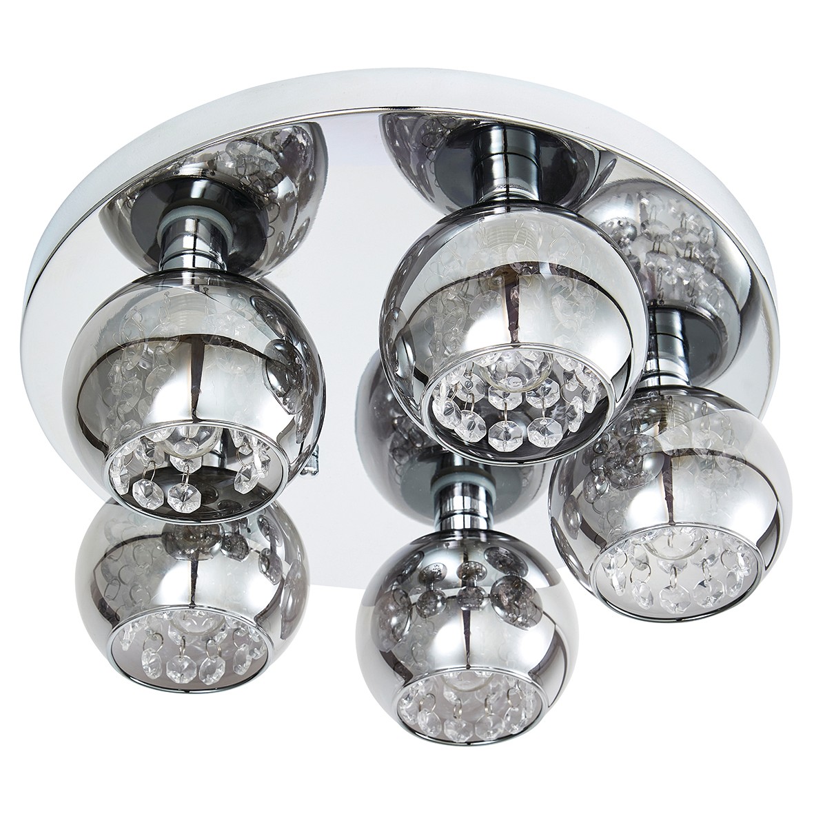Forum Spa Megara 5 Light LED Bathroom Ceiling Light - IP44 - Chrome/Smo 879297