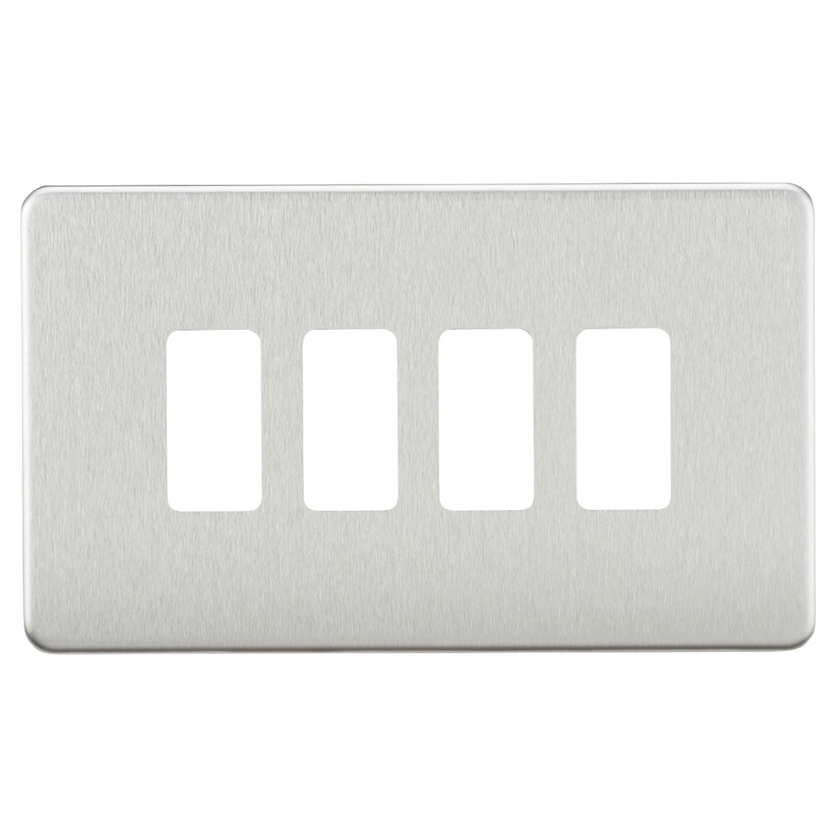 Knightsbridge 4 Module Screwless Grid Switch Faceplate - Brushed Chrome 885693