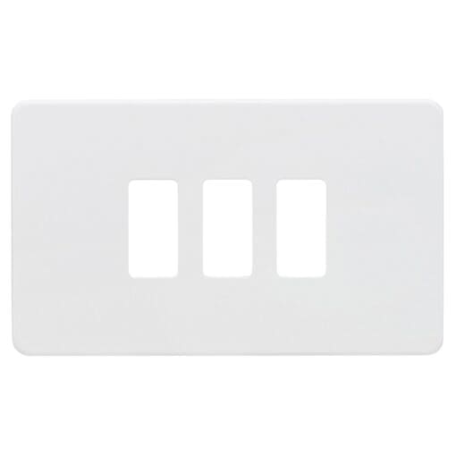 Knightsbridge 3 Module Screwless Grid Switch Faceplate - Matt White 888996