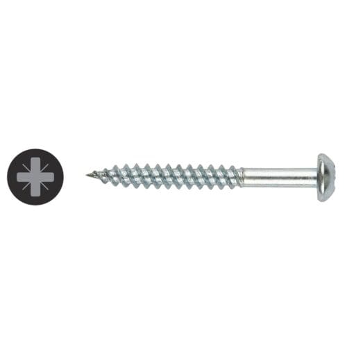 Round Head Twin Thread (Twinqwik) Pozi Bright Zinc Size 8 X 1.1/2 901703