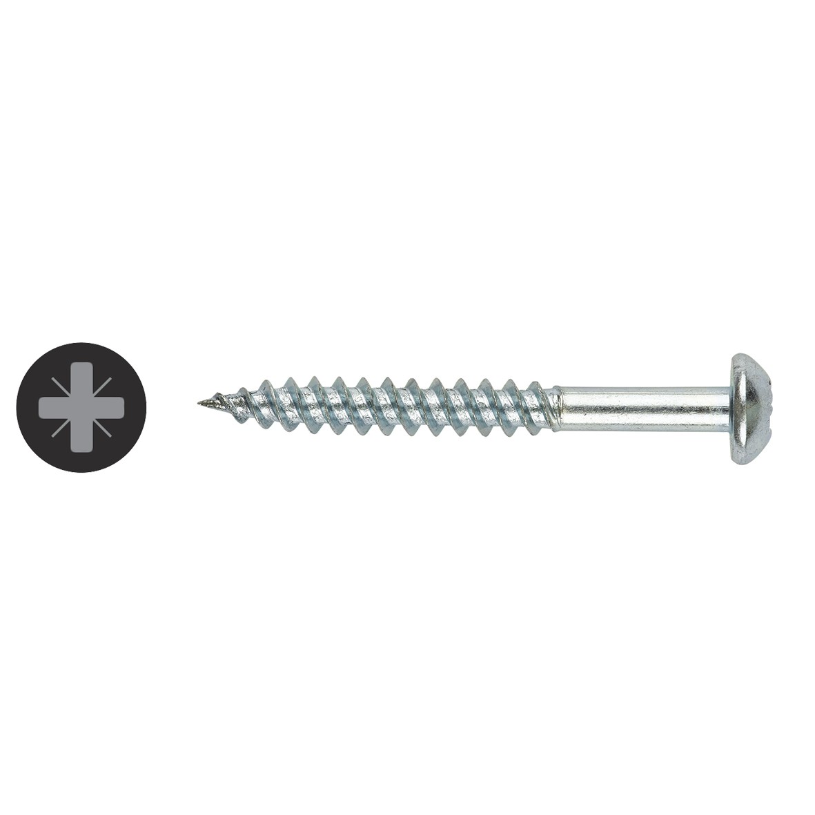 Round Head Twin Thread (Twinqwik) Pozi Bright Zinc Size 8 X 1.1/2 901703