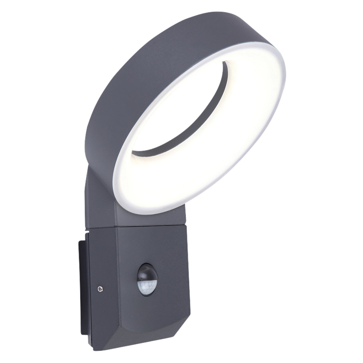 Lutec Meridian LED Integrated Wall Light With PIR 800lm IP54 Dark Grey 902007