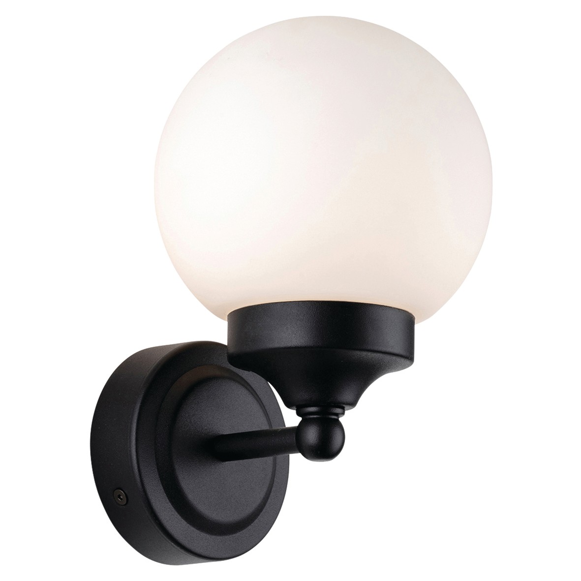 Touchpoint Louis Indoor Wall Light with Opal Shade - IP44 - Black/Opal 902096