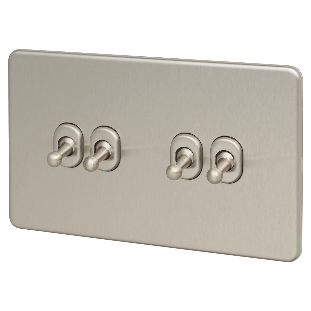 Knightsbridge 10AX 4 Gang 2 Way Toggle Switch - Brushed Chrome 903165