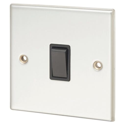 5x Contactum 10A 1 Gang 2 Way Light Switch - Polish Steel Black Ins 908673