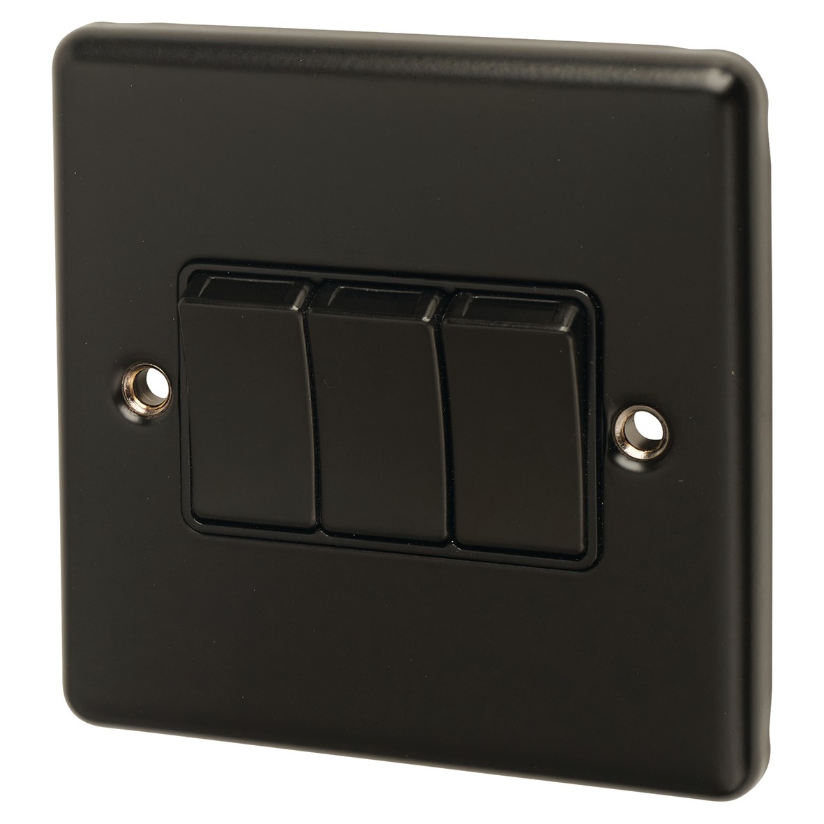 Eurolite Enhance Decorative 10A 3 Gang 2 Way Light Switch - Matt Black 913799