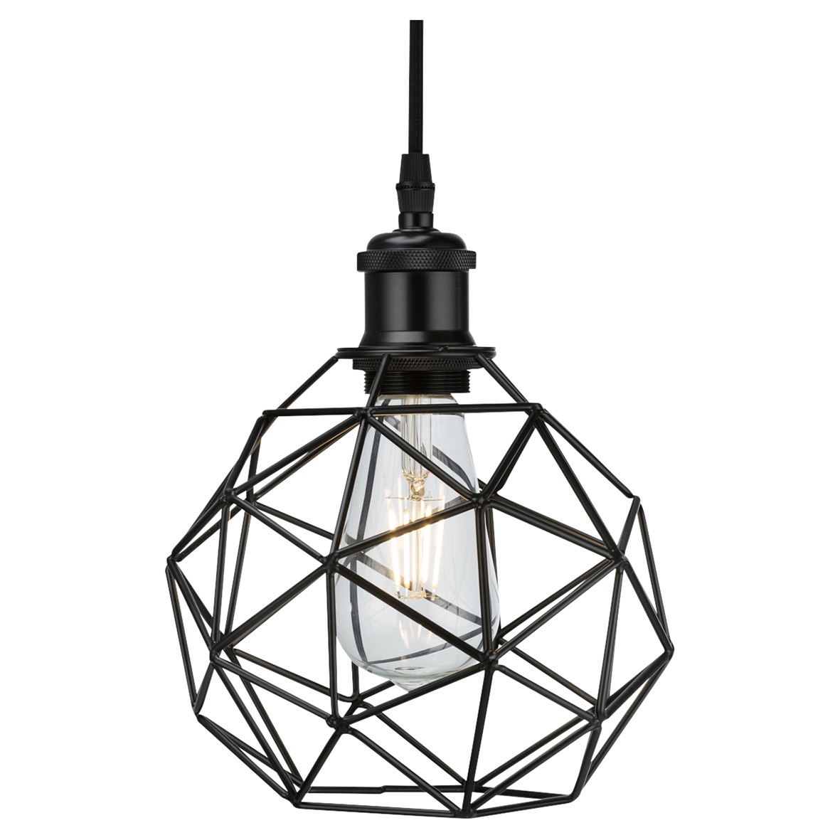 Knightsbridge Geometric Round Wire Ceiling Lamp Shade - Matt Black 916000
