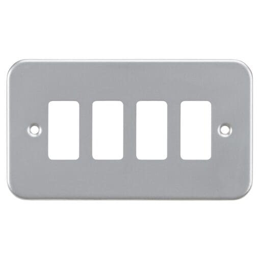 Knightsbridge 4 Module Metal Clad Grid Switch Faceplate - Grey 917111