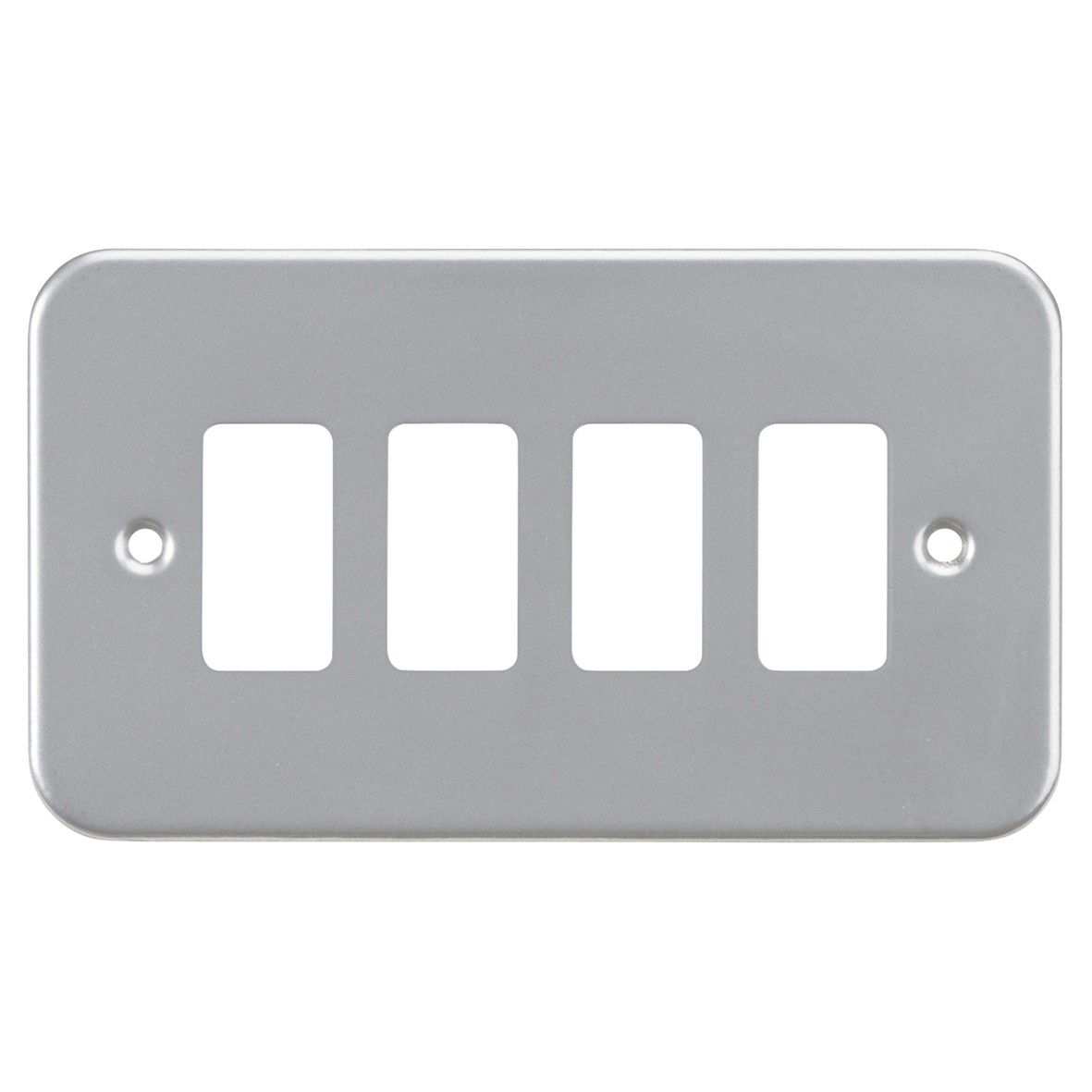 Knightsbridge 4 Module Metal Clad Grid Switch Faceplate - Grey 917111