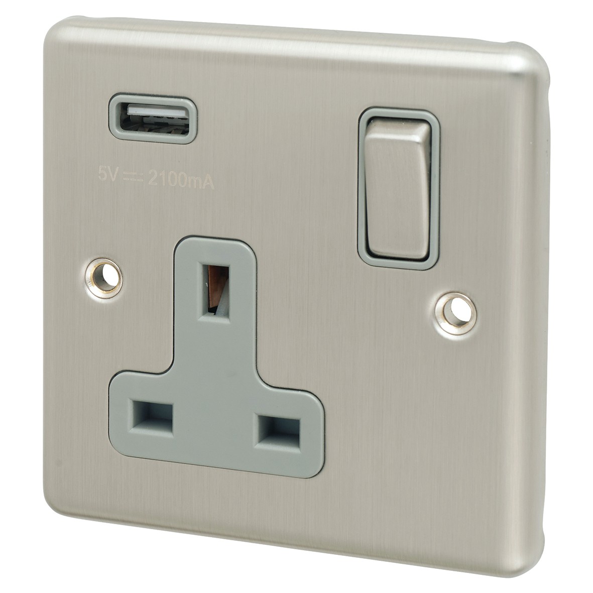 Eurolite Enhance Decorative 13A 1 Gang USB Socket with 1 x USB - 2.1A - 917518