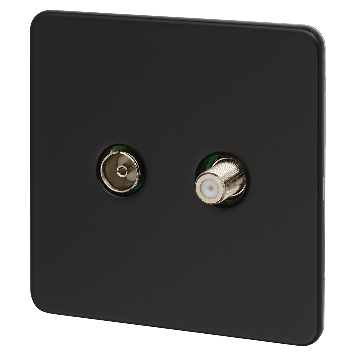 Knightsbridge 1 Gang Isolated TV & SAT TV Outlet - Matt Black 918630