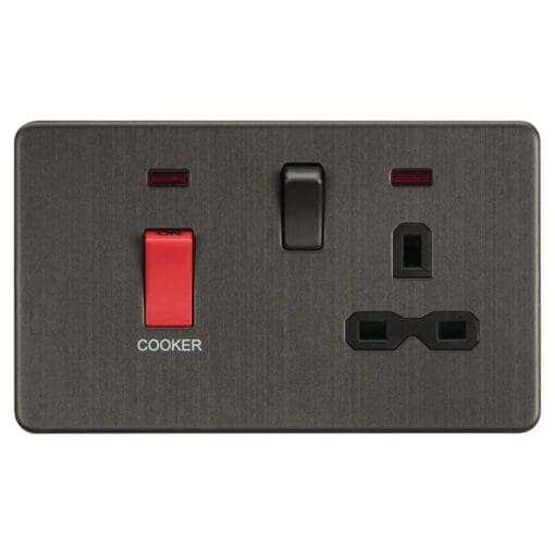 Knightsbridge 45A 2 Gang DP Cooker Switch & 13A Switched Socket wit 921038