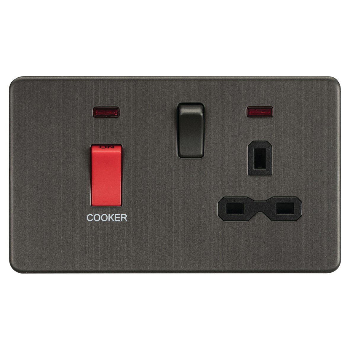 Knightsbridge 45A 2 Gang DP Cooker Switch & 13A Switched Socket wit 921038