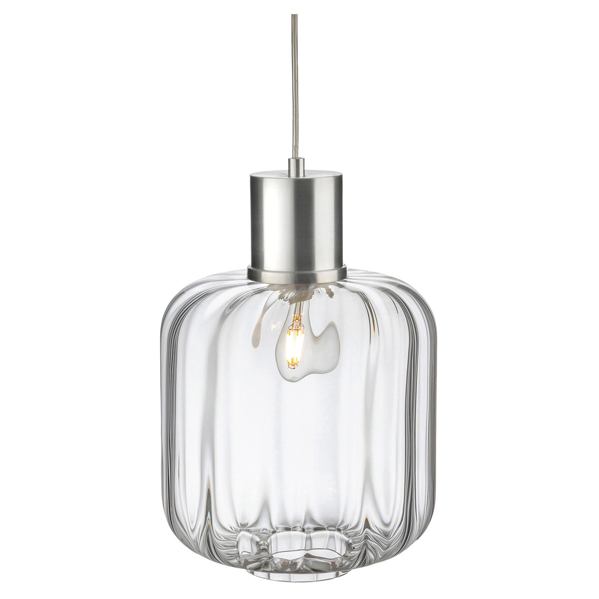 Altro Eton Ceiling Light Pendant with Clear Glass Shade - Aluminium 926892