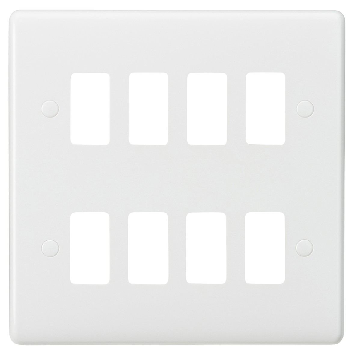 Knightsbridge 8 Module Curved Edge Grid Switch Faceplate - White 930320