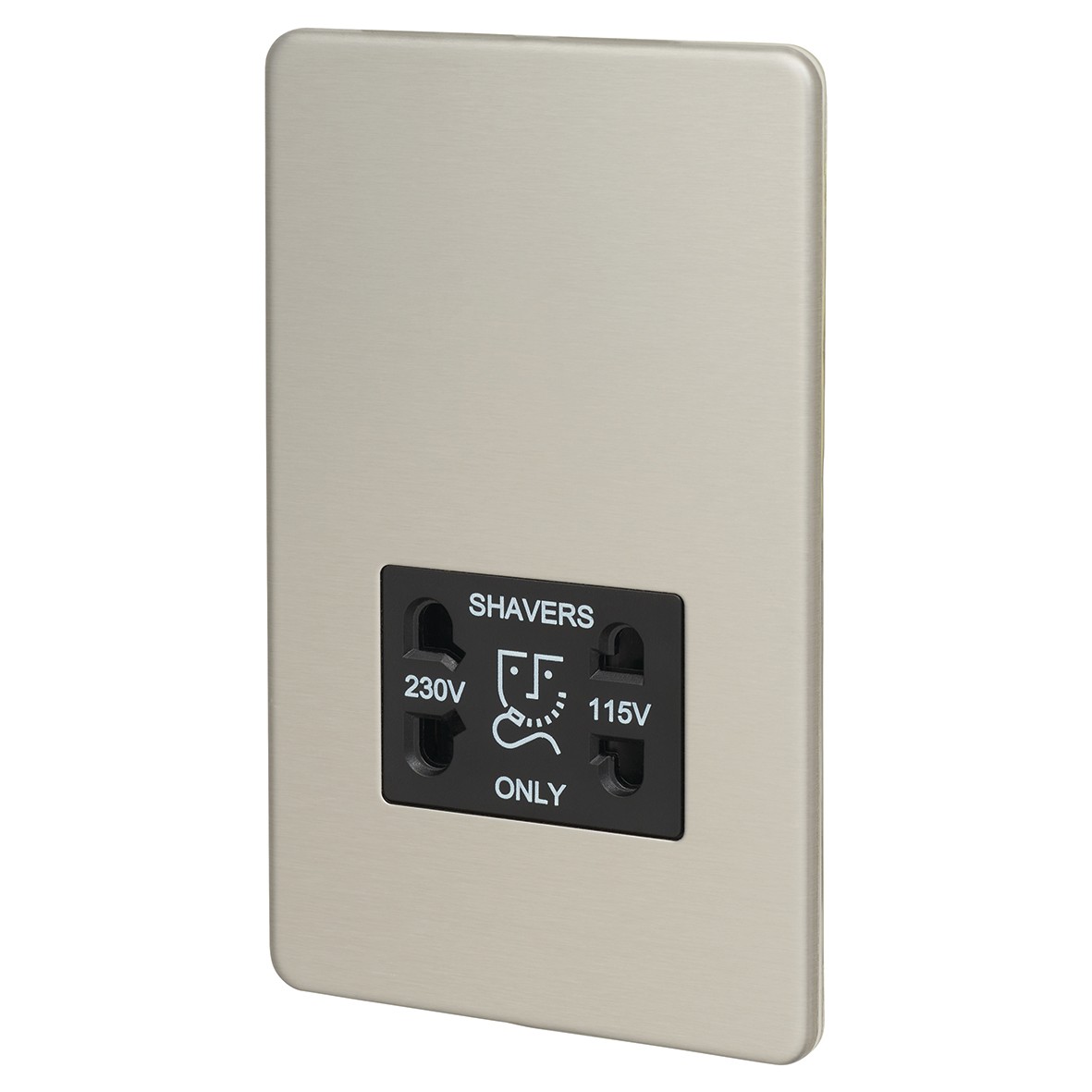 Knightsbridge 115V/230V Dual Voltage Shaver Socket - Brushed Chrome wit 931636