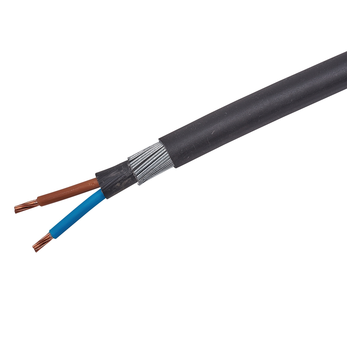 6942X 2 Core SWA Cable - 1.5mm x 25m - Black 932324
