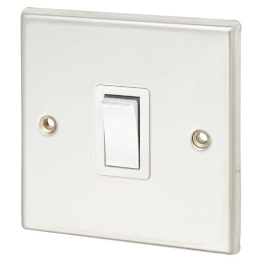 Contactum 20A 1 Gang Double Pole Switch - Polished Steel with White In 932771