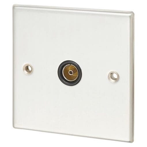 Contactum 1 Gang Isolated Coaxial Socket - Polished Steel with Black In 933272