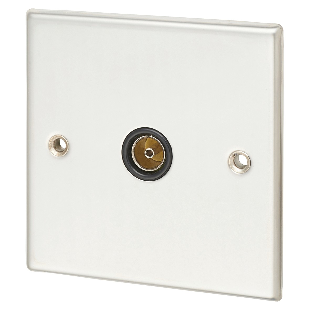 Contactum 1 Gang Isolated Coaxial Socket - Polished Steel with Black In 933272