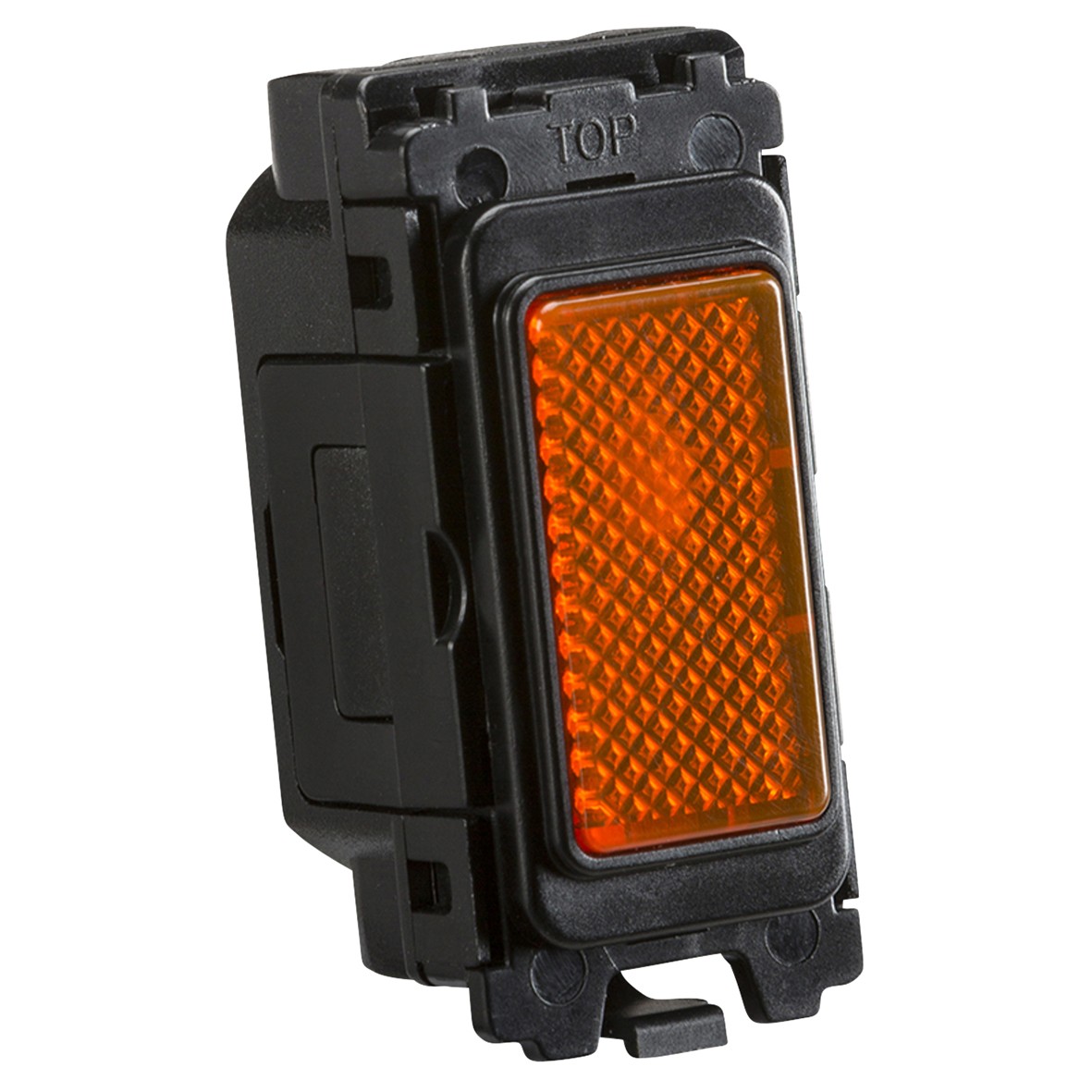 Knightsbridge 230V Amber Indicator Curved Edge Grid Switch - Black 937807