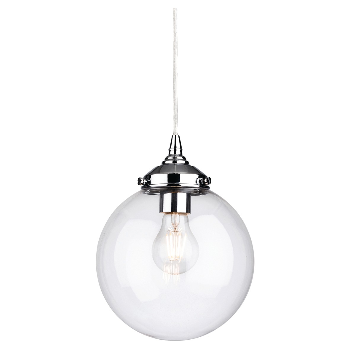 Altro Seville Ceiling Light Pendant with Clear Round Glass - Chrome 943965