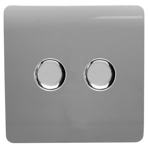 Trendi 150W 2 Gang 2 Way Screwless LED Rotary Dimmer Switch - Gloss War 946418