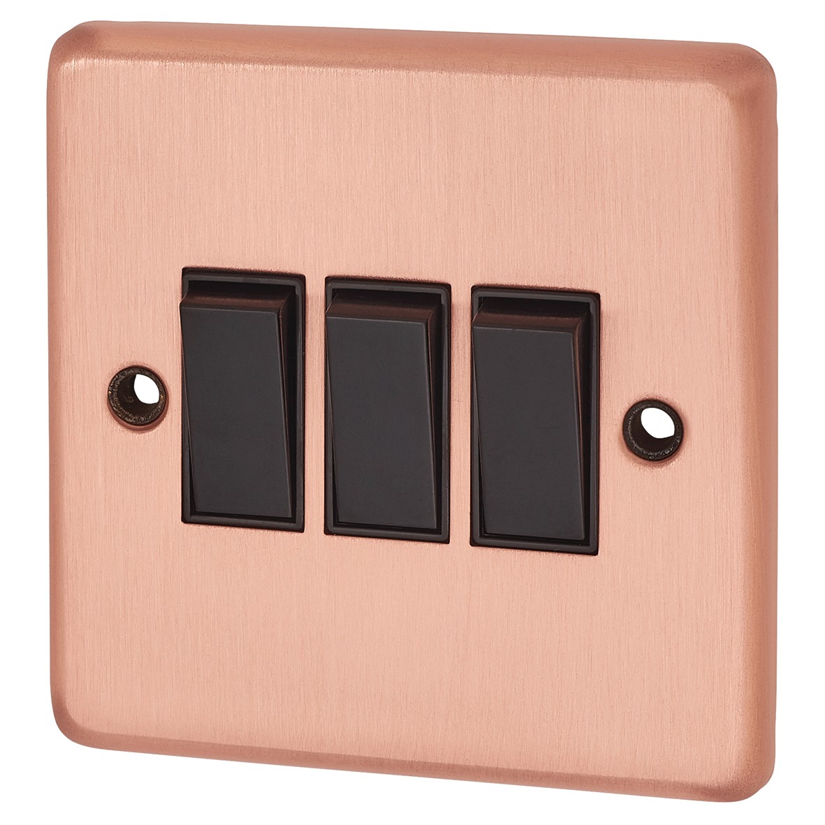 G&H Brassware 3 Gang 2 Way Switch - Brushed Copper 955022