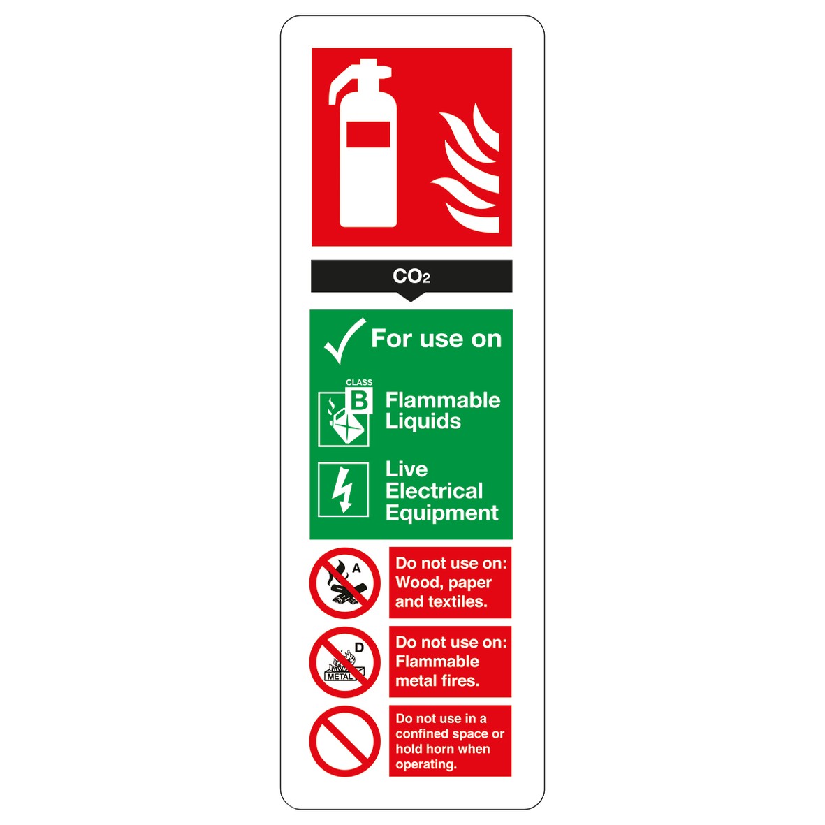 Fire Extinguisher Sign - CO2 - 300 x 100mm - Rigid Plastic 957528